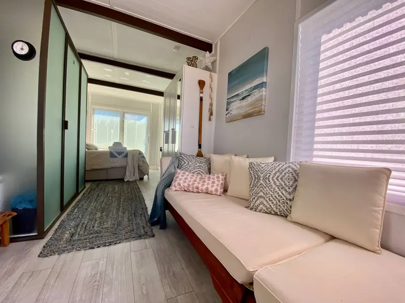 Casa Azul houseboat Key West &ndash; living room looking toward the bedroom